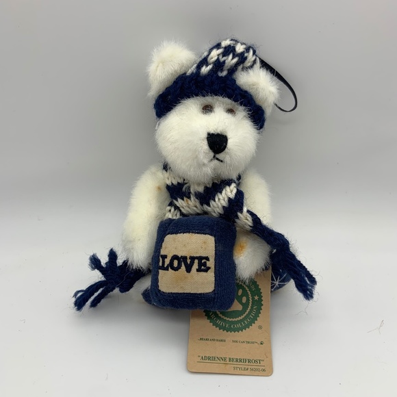 VTG Boyds Bears Winter Bear Knit Scarf Hat Love Blue/White Plush Bear w/ Tags - Picture 1 of 10